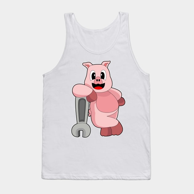 Pig Mechanic Wrench Tank Top by Markus Schnabel
